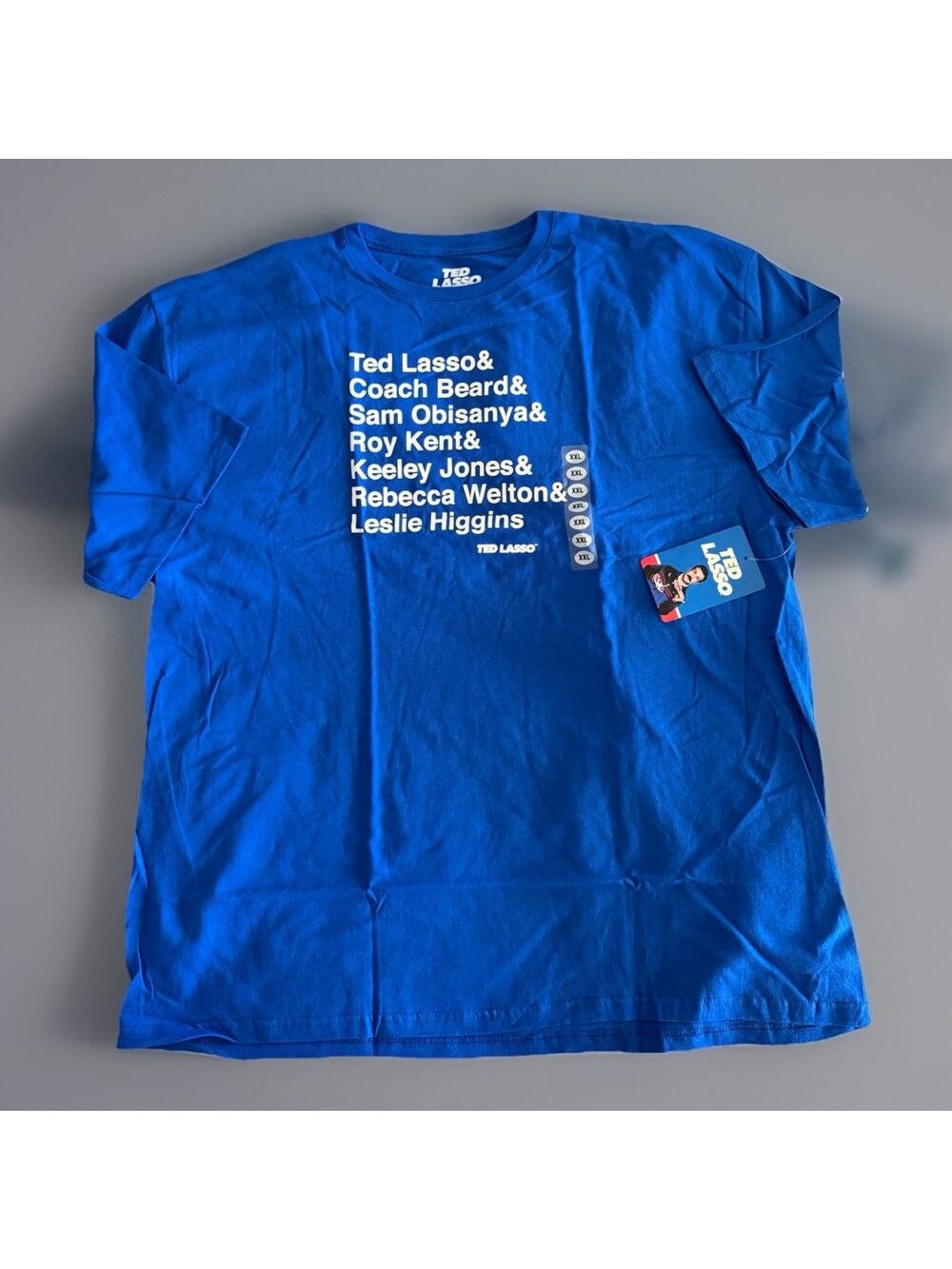 Ted Lasso Mens Blue Character List Graphic T Shirt Size XXL NWT